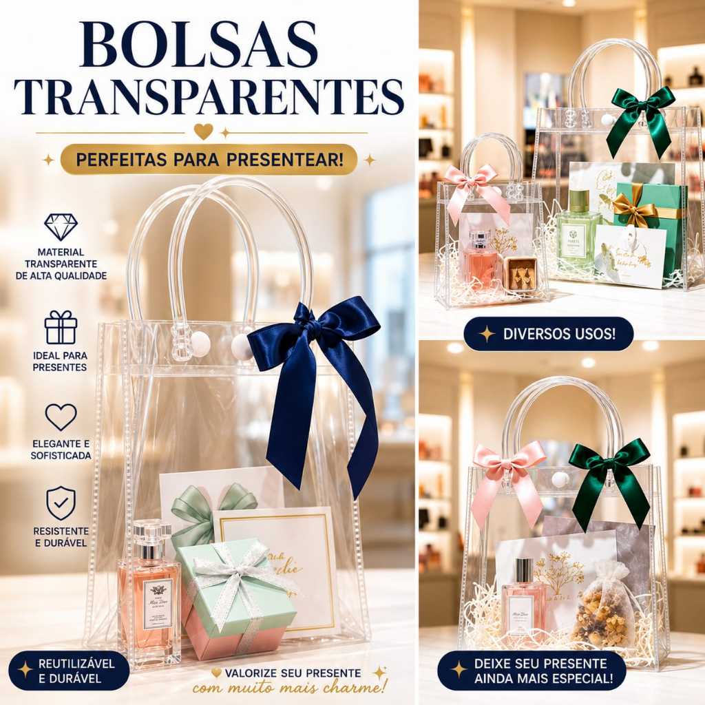 10/15/20 Bolsa plástica transparente presente e lembrancinha. — imagem 2 de 2