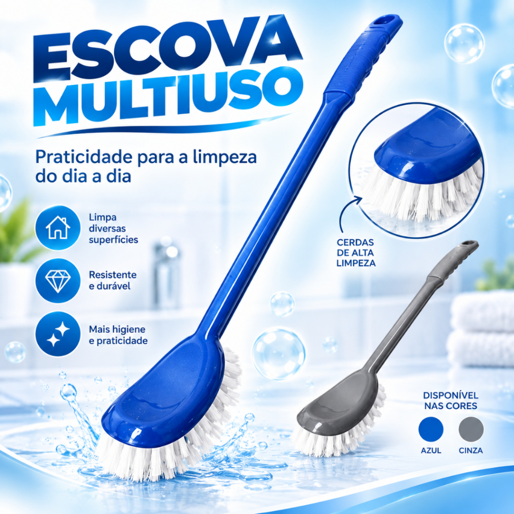 Kit 2 Escova Multiúso Cabo Grande Para Lavanderia Uso Geral