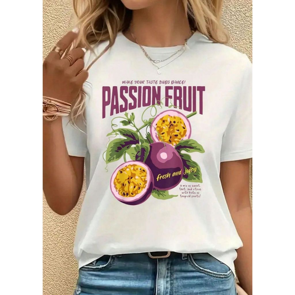 Camiseta Feminina Modelo: Passion - Casual Estampada 100% Algodão Manga Curta Gola Redonda Tecido Macio Leve Confortável
