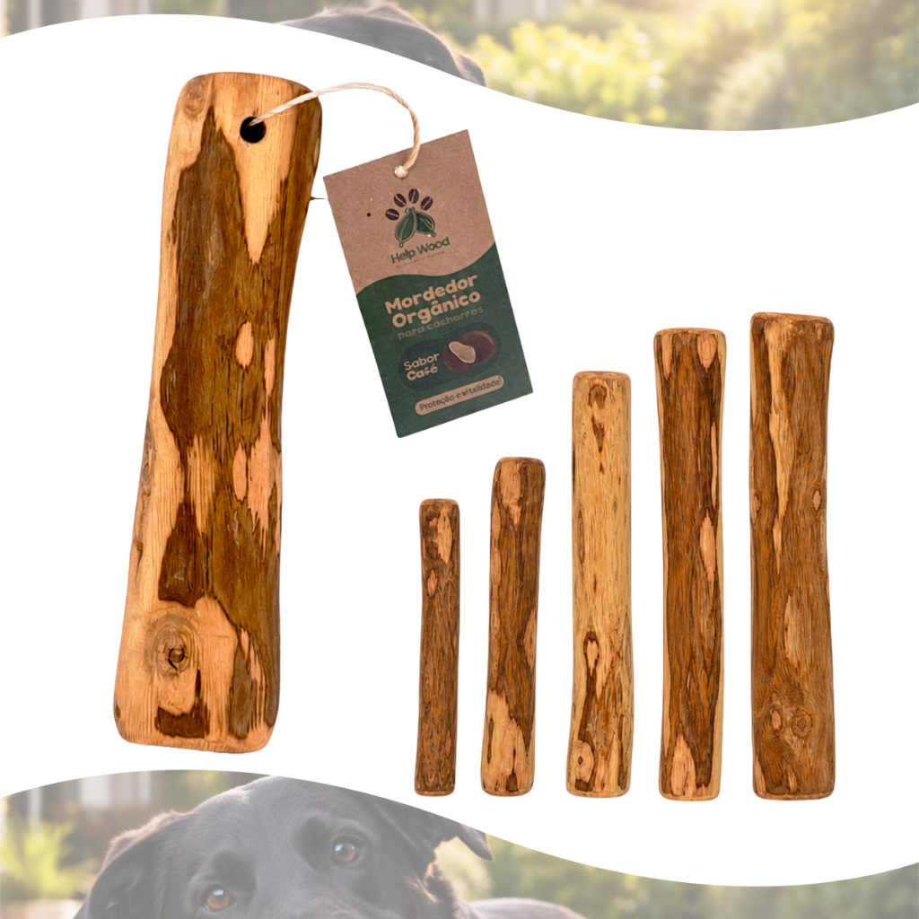 Mordedor Para Cachorro Natural Produto Rustico Madeira de Café Sabor Côco Vários Tamanhos Anti Estresse Pet