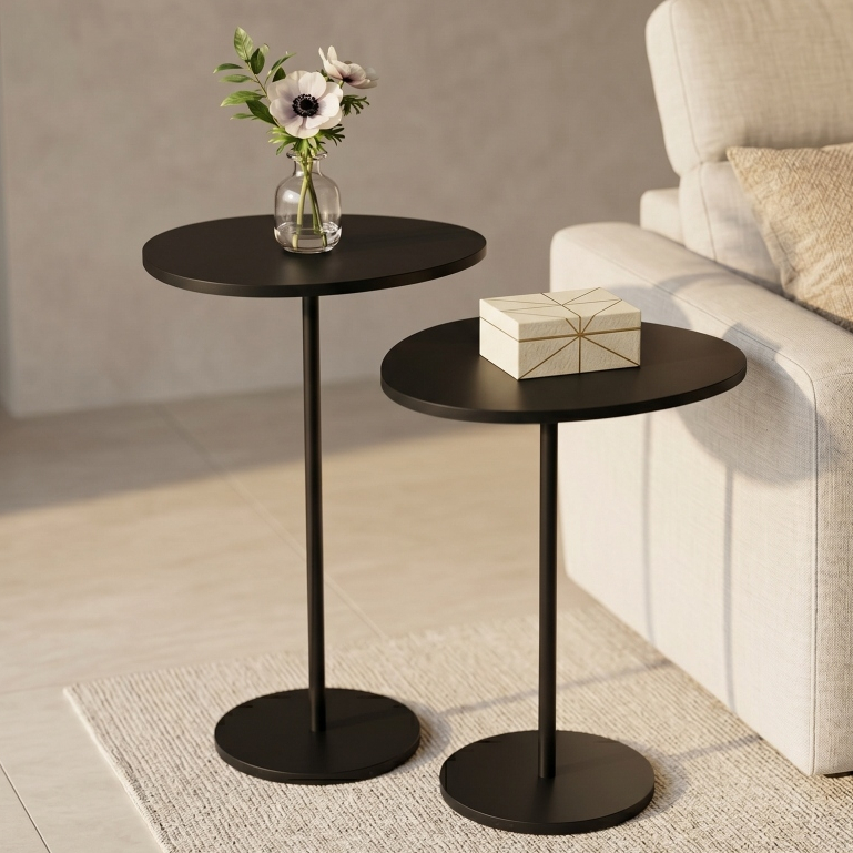 Conjunto 2 Mesa Vitta Lateral Moderna Monopé Design Orgânico Apoio – Mesa de Canto p/ Sala e Quarto