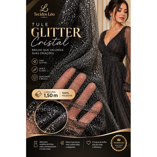 1 M TECIDO TULE GLITTER CRISTAL COM BRILHO 1,50M DE LARGURA