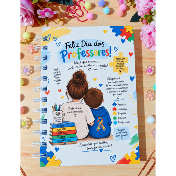 BLOQUINHO DIA DOS PROFESSORES PERSONALIZADO TEMA AUTISMO COM NOME PRESENTE MIMO LEIA A DESCRIÇÃO POR FAVOR