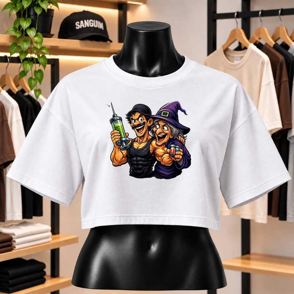 CAMISETA FEMININA PODEROSAS CROPPED OVERSIZED 100% ALGODÃO – ESTAMPAS FITNESS, ACADEMIA E GYM