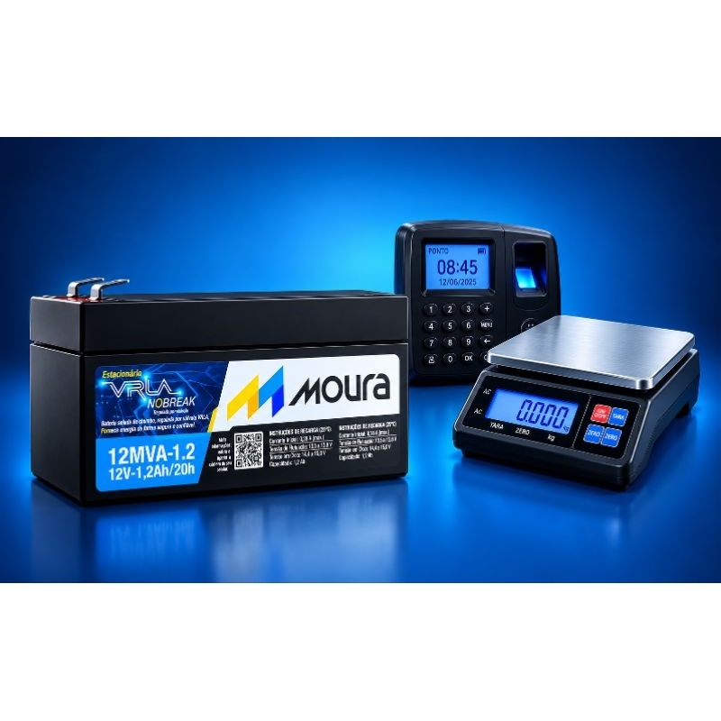 Bateria Moura 12V 1.2Ah para Relógio Ponto Alarme Auxiliar de Câmbio Bateria Selada — imagem 2 de 2