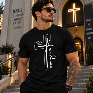 Camiseta Unissex Fé Gospel Estampada 100% Algodão Moda Cristã Casual
