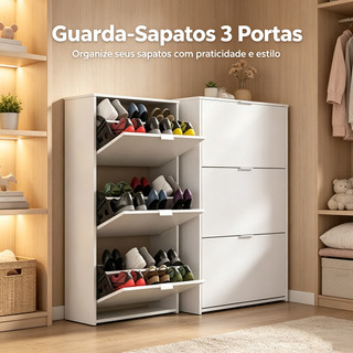 Sapateira Vertical Porta Sapatos Basculante Prateleira Interna Organizadora