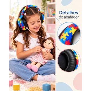 Abafador Infantil Unisex para Crianças Inibi Ruídos Protetor de Som