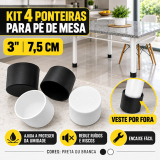 Ponteira Protetora Pé de Mesa de Granito Tubolar Redondo 3" (7,5cm) 4PC protege contra umidade