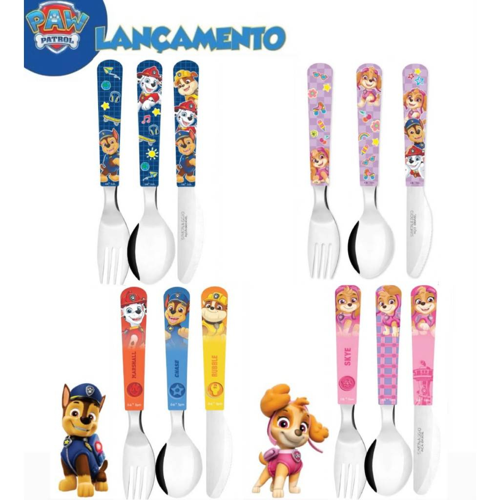 Jogo de Talheres Infantil Patrulha Canina 3 Peças