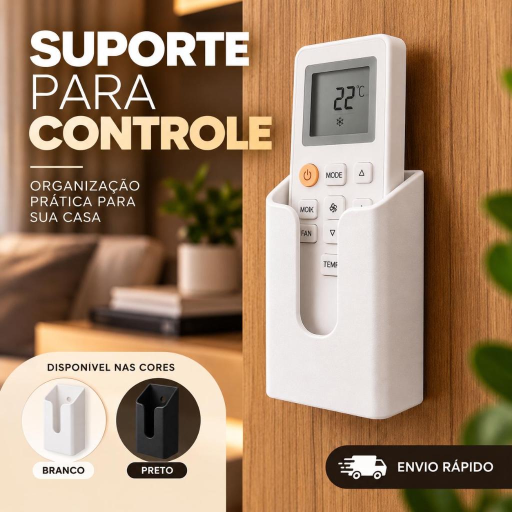 Suporte Porta Controle Remoto Parede para Ar Condicionado TV Quarto Escritorio Sala Acompanha Fita Dupla Face