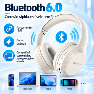 Fone de Ouvido Bluetooth Sem Fio Dobrável com ANC e Microfone para Música, Chamadas e Viagem