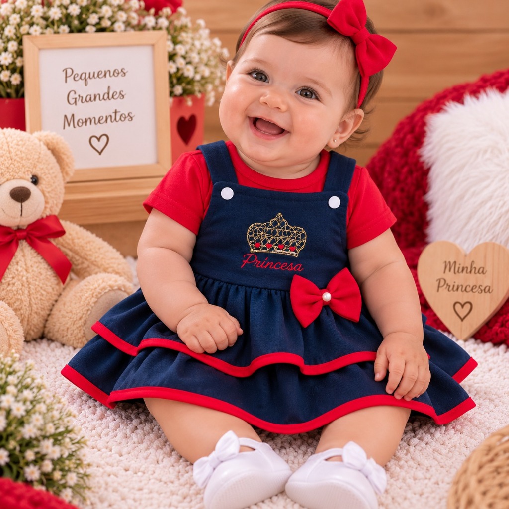 Vestido + Blusinha para Bebê menina estiloso 3 a 6 meses — imagem 2 de 2