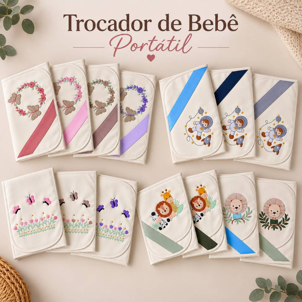 trocador portátil de bebê dobrável com superfície lavável borboleta leão safari menina menino