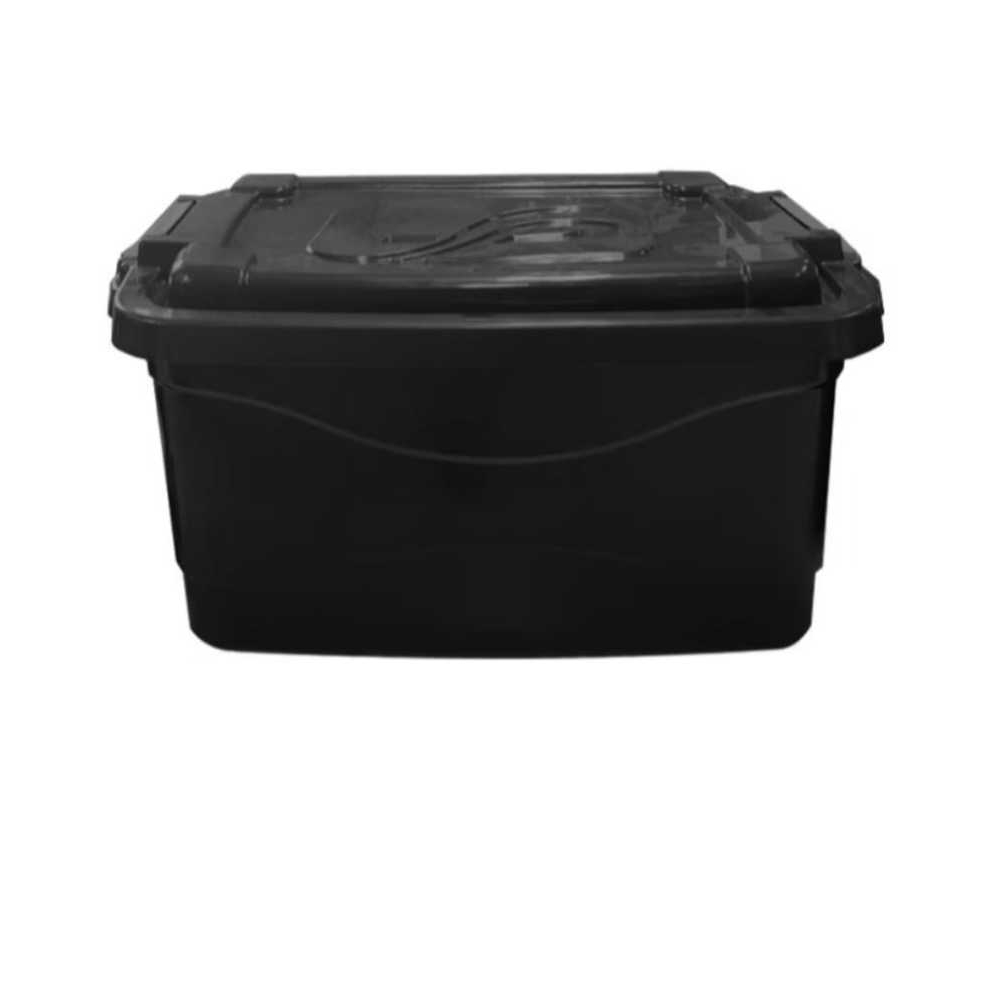 Kit Com 3 Caixas 30 Litros Organizadoras Preta Com Tampa Modernas Resistente Caixa Organizadora — imagem 2 de 2