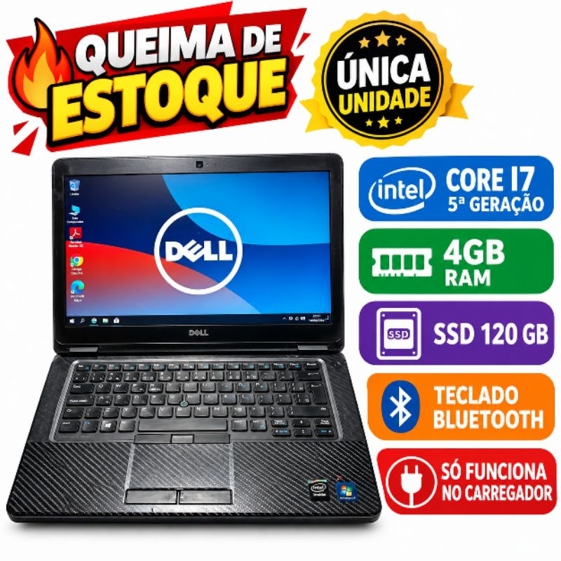 Notebook Dell Core I7 4GB RAM SSD 120GB Alta Performance Ótimo Trabalhar Estudar Navegar