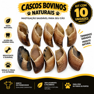 Casco Bovino, Mordedor Natural, Brinquedo Seguro, Limpa Dentes, Melhora o Tártaro