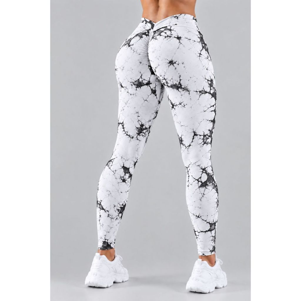 Cintura alta sem costura Smiley Tie-Dye calças de ajuste fino feminino de alta elasticidade ginásio Hip-Lifting absorção