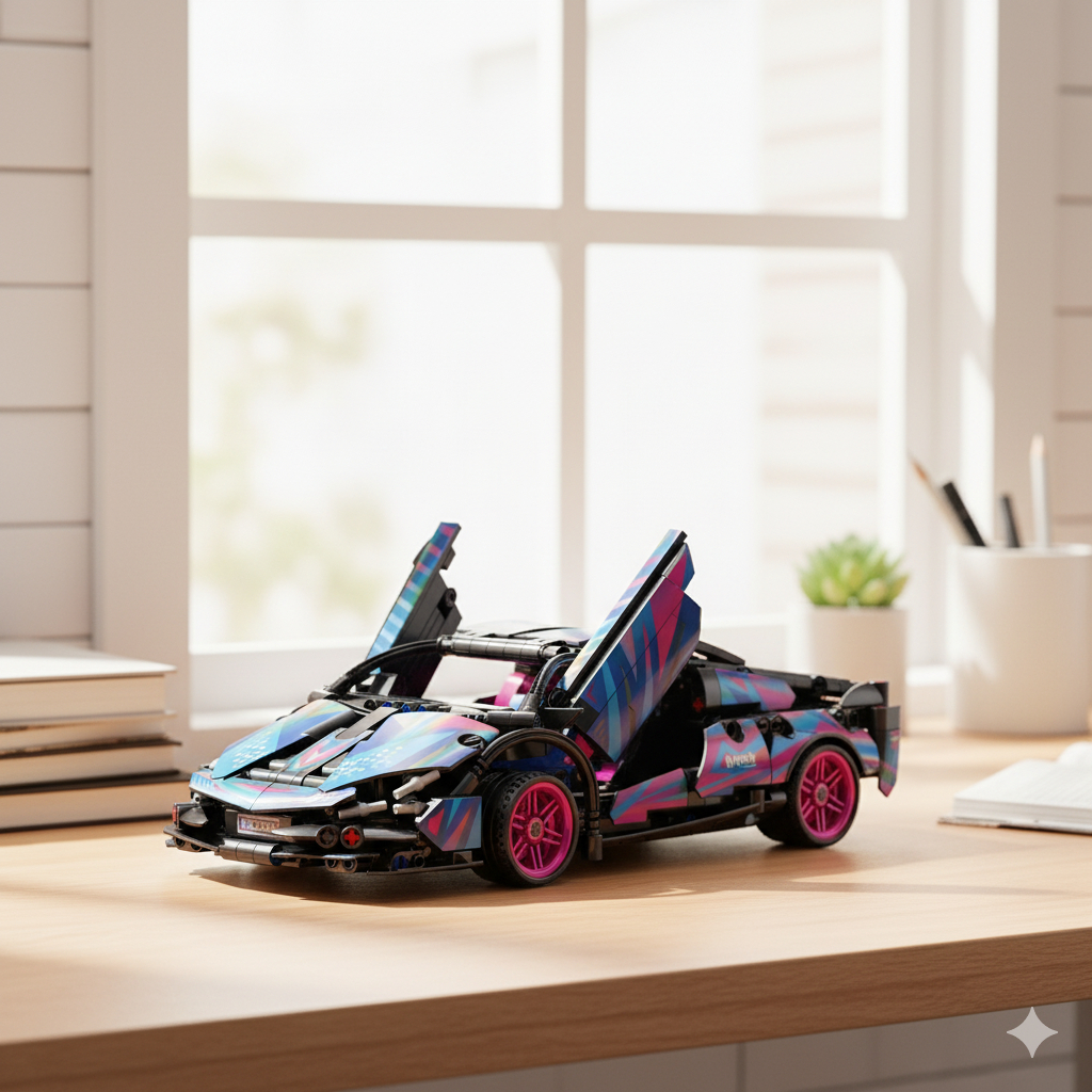 Carro de Corrida 2 em 1 Bloco de Montar Pull Back Compatível com Lego Presente Criança 6+ Anos