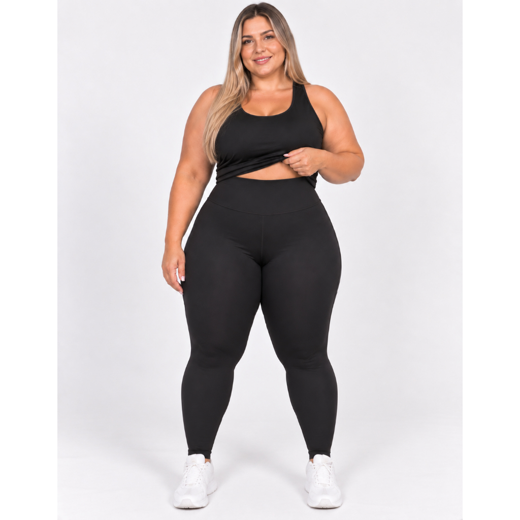 Legging Poliamida Plus Size Alta Compressão Zero Transparência Cós alto - LegBrasil