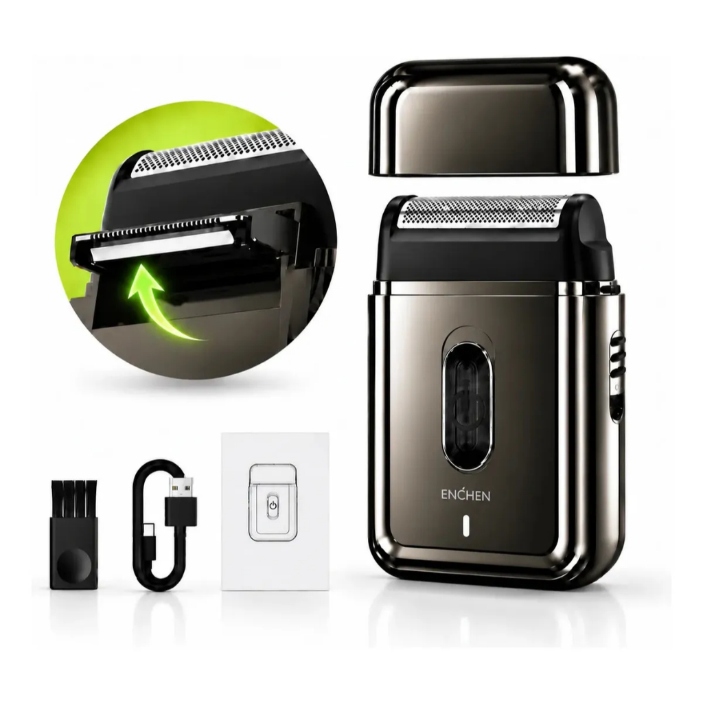 Barbeador Elétrico Masculino Portátil Enchen MS003 Máquina de Barbear 8000 RPM Lâmina Ultra Fina 0,05mm Aparador Pop-up