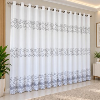 CORTINA BORDADA COM FORRO DE MICROFIBRA 3,00 X 2,60 SALA/ QUARTO