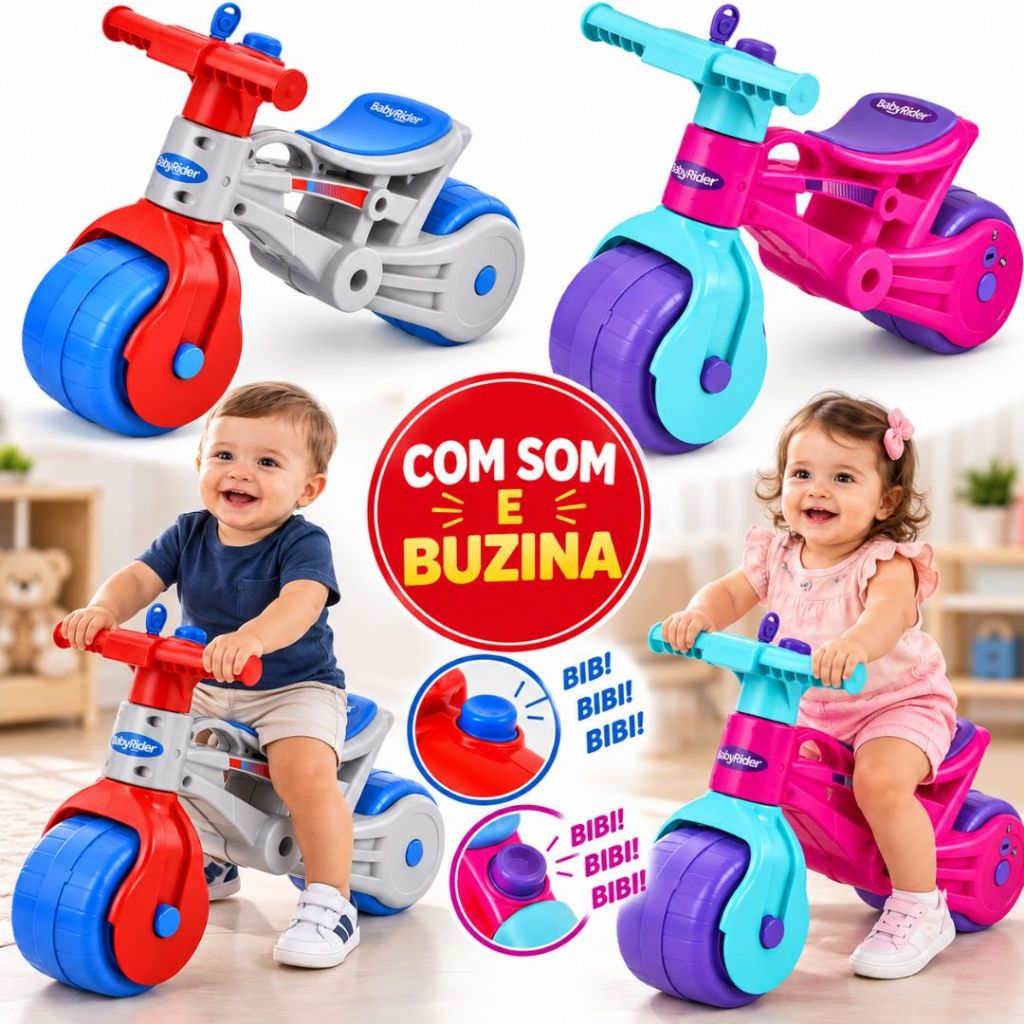 Andador Infantil Para Bebê Brinquedo Musical Com Som Buzina  Motoca Infantil Bicicleta de Equilíbrio Menino Menina