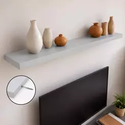 Prateleira Flutuante Cinza 120x20 cm MDF 15 mm Suporte Invisível