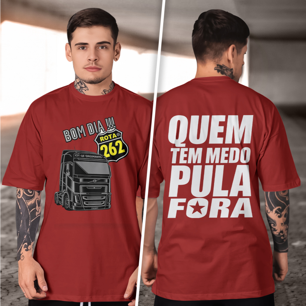 Camisetas Masculina bom dia rota 262  Gola Redonda Estampado 2026 tecido confortavel