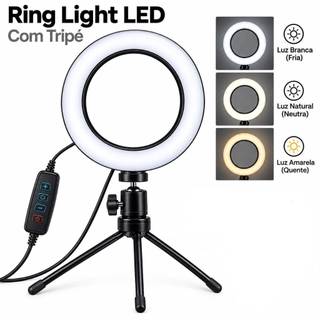 Ring Light Iluminador Selfie Makeup + Tripé De Mesa Luz Led 6 polegadas para Maquiador Youtuber