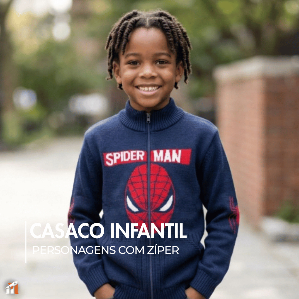 Casaco Infantil Quentinho Personagens com Zíper | Homem-Aranha, Batman e Minnie| Infantil P ao GG