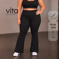Lovito Vita Calça Esportiva Feminina Flare com Cós Largo Plus Size SPB22902321