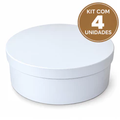 4 Caixas em MDF 25x10 Redondas Pintadas Brancas Decorativas Artesanato Convite Padrinhos Presente Organizadora