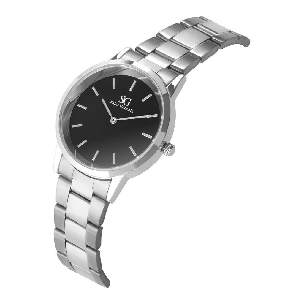 Relógio Masculino Luxo Quartzo Prata Belmont Black Silver 40mm - Fundo Preto · foto 2