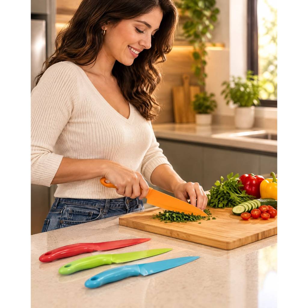 Jogo de facas aço inoxidável colorida Cozinha kit com 4 facas coloridas faca cozinha