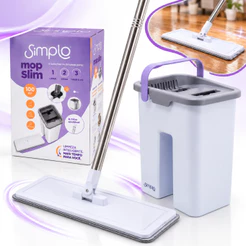 Mop Giratório Slim 360° Balde Compacto 5,7L Esfregão Simplo Cabo Regulável Microfibra Lavável Oikos