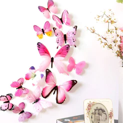 Borboletas 3D decorativas rosa e azul para parede teto bolo festa painéis Kit Borboleta Tridimensionais Decoração