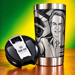 Copo Térmico Personalizado Bolsonaro C/ tampa e abridor 473ml