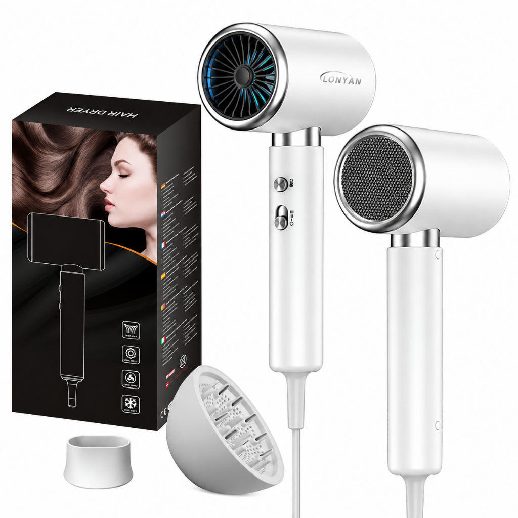 Secador de Cabelo Profissional com Difusor 127V 220V 2000W Turbo Ionic Silenciosoc Pequeno Portátil Compacto Para Viagem