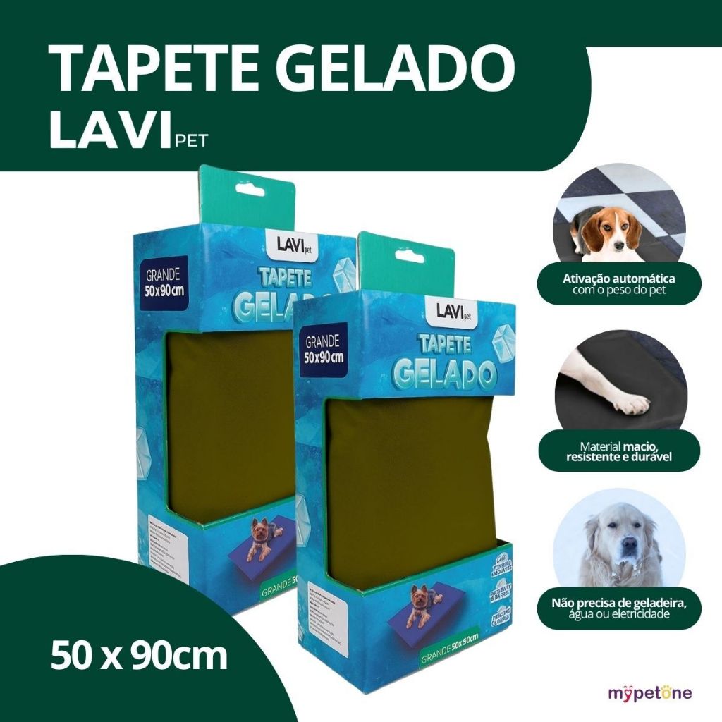 2 Tapete Gelado Grande Mypetone 90x50 para Cães - Verde Oliva