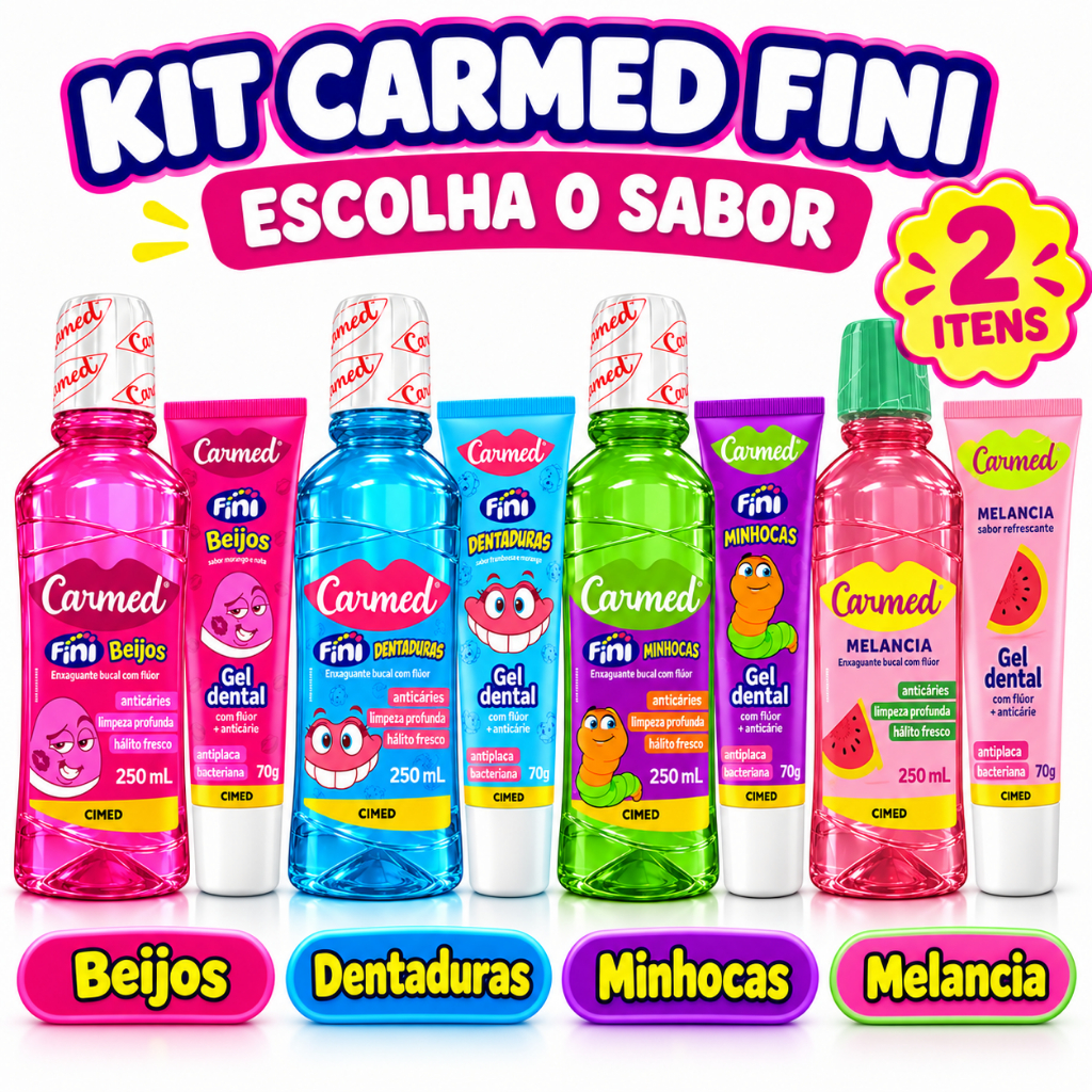 Kit Carmed Fini Enxaguante Bucal 250ml + Gel Dental 70g