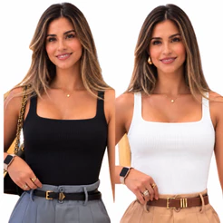 Regata Feminina Suplex Malha Forro Dupla Blusa Sem Manga Básica Lisa Blogueira Tendencia Fitness Academia Moda Feminina
