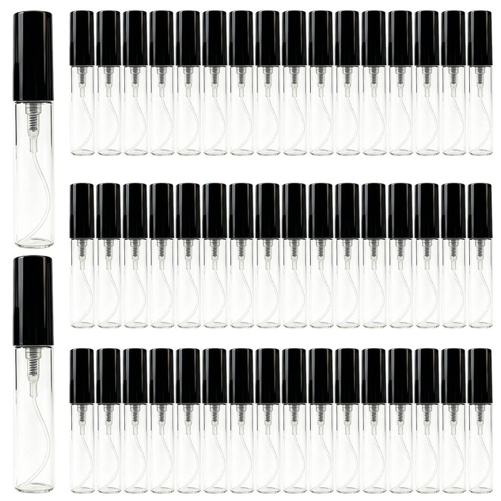 Kit 50 Frasco Vidro Decant  Perfume 3ml/5ml Borrifador Spray, Kit 50 Tubos Portáteis para Cosméticos