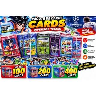 Kit 100/200/400 Cards Figurinhas Para Bater Bafo Trocar Cartas Variados Lembracinha de aniversario