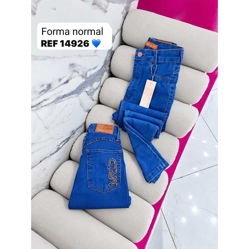 Calça Jeans Sal E Pimenta E Mary Land e Faixa Rosa Calça Com Elastano Feminina Cós Alto Cintura — imagem 2 de 2