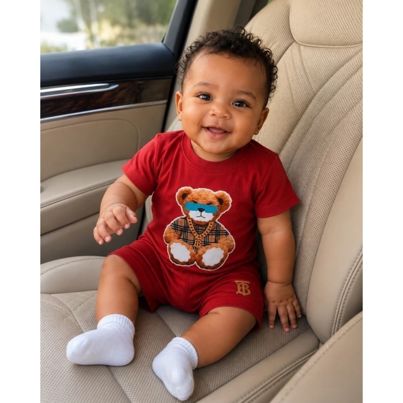 Kit Conjunto Bebê Menino 2 Peças Camiseta + Short Ursinho Estiloso | Look Infantil Luxo Confortável