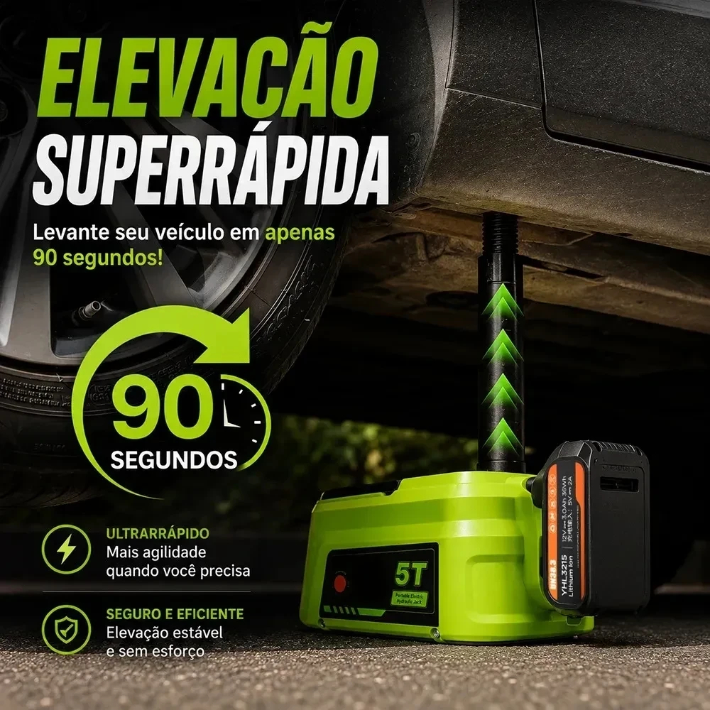 Macaco Hidráulico Elétrico 5 Toneladas Com Chave de Impacto Sem Fio e Soquetes — imagem 2 de 2