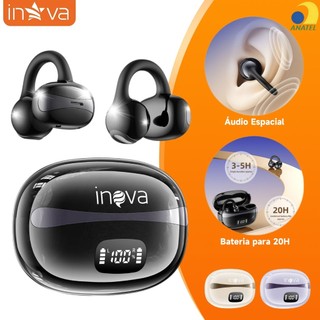 INOVA Fone Bluetooth Clip Ear Sem Fio com Microfone | Cancelamento de Ruído, Esportes e J…