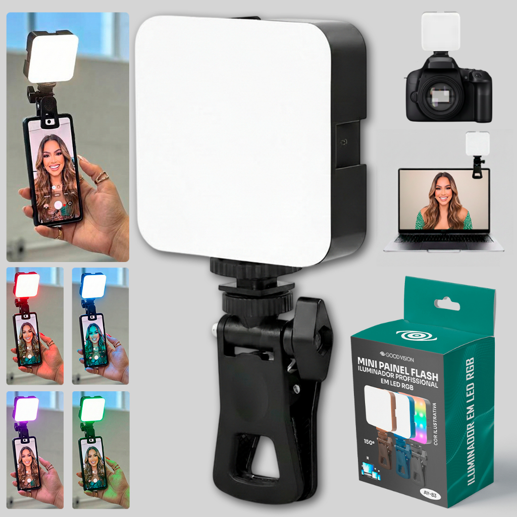 MINI PAINEL FLASH COLOR 3000K-6500K POCKET - PRETO
