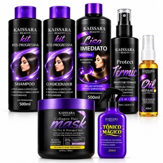 Progressiva Kaissara 500ml + Óleo reparador + Máscara Collagen + tônico mágico + Protetor térmico + Shampoo e condiciona